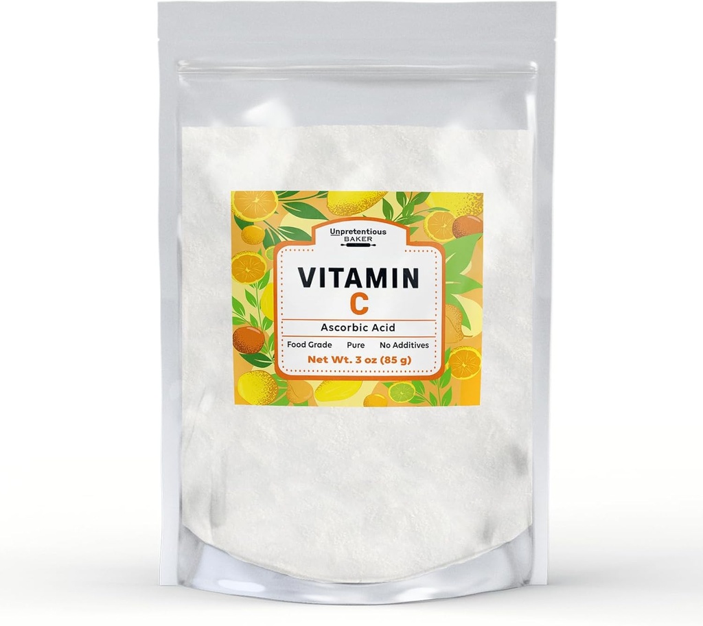 Unpretentious Vitamin C Powder Baker (3 oz) Ácido ascóbico, bolsa resealable