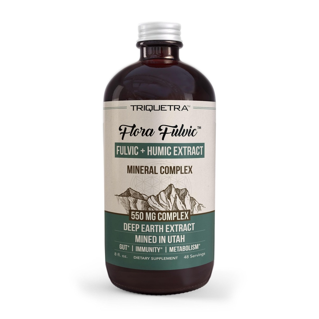 Flora Fulvic | Fulvic Acid + Humic Acid Complex – 550 mg | Mined in Utah, Prehistoric Deep Earth Extract | Immunity, Gut, Digestion – Natural Trace Mineral Complex, Fulvic Acid Supplement – 8 fl oz.