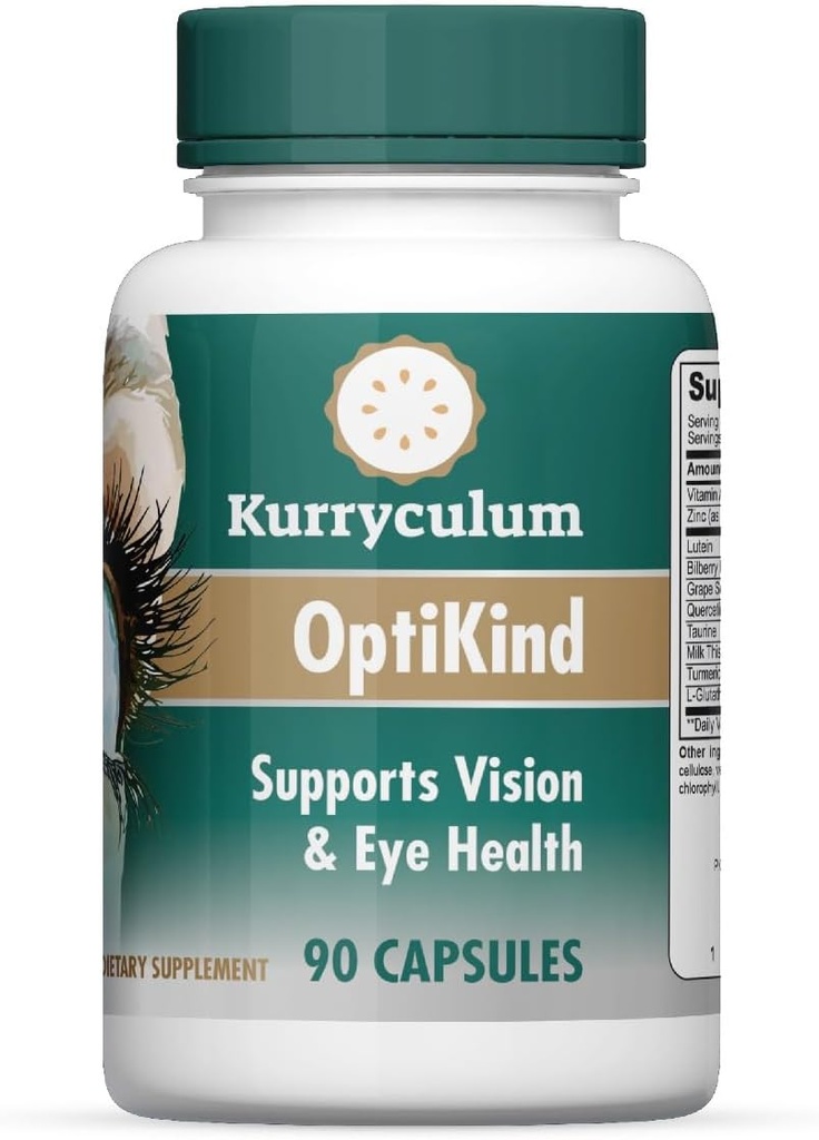 OptiKind Visión Soporte Vitaminas Oculares, 90 cápsulas, Fórmula de Salud Ocular con Lutein para Ojos y Glutathione