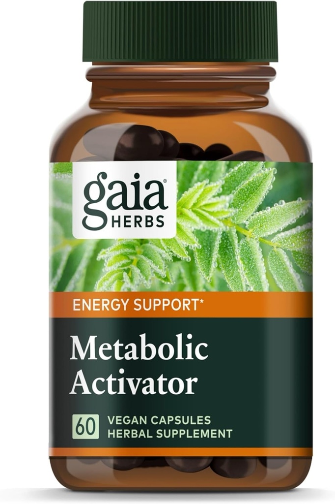 Gaia Herbs Metabólica Activador - Suplemento de Energía Natural para Metabolismo Apoyo - Hecho con Panax Notoginseng &amp; Astragalus Extract - Libre de Dairy, Soy & Gluten - 60 cápsulas (60 piezas)