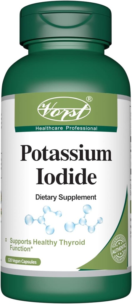 Potasio Iodide 800mcg 120 Vegan Capsules  durable Thyroid Support Suplemento para Mujeres &amp; Hombres*