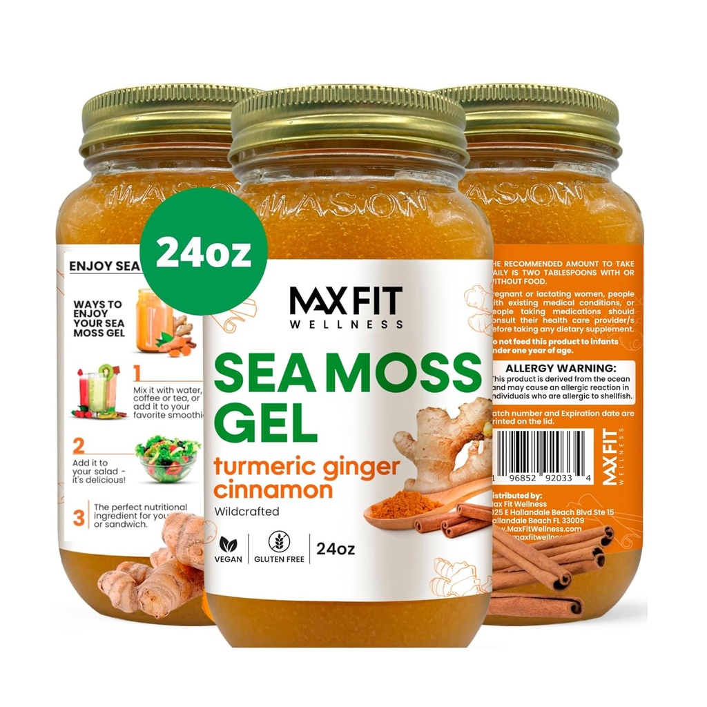 Sea Moss Gel Raw (12 Sabores) 24oz Wildсrafted Gold Sea Moss Gel de Santa Lucía ← 92 Vitaminas y Minerales  Pure Raw+No-GMO ← Vegan Superfood