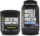NutraBio Creatine Monohydrate, Desflavored, (150 g) y Muscle Matrix Protein Powder, (Confetti Cake) Suplemento Bundle – Muscle Energy, Maximum Growth, Recovery, and Strength