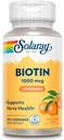 SOLARAY Biotin 1000mcg Lozenges - Suplemento de Biotina con Vitamina A - Función Nerve y Soporte de Energía Celular - Natural Orange Juice Flavor, Gran Sabor, Garantía de 60 días, 100 Servimientos, 100 Lozenges
