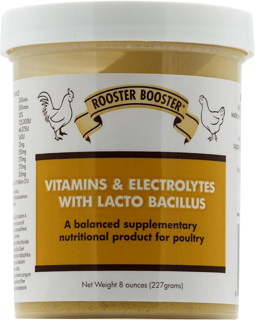 Vitaminas y electrolitos de gallo con Lactobacillus, Natural, 8 oz.