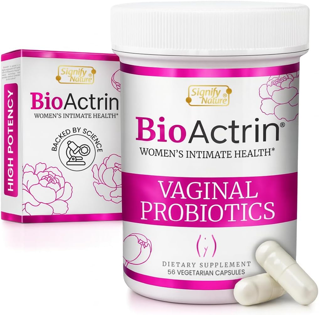 Bioactrina Vaginal Probióticos para Mujeres - Tratamiento de Vaginosis Bacterial Fórmulada, Infección de levadura y Vaginitis Alivio - Tratamiento de VB para Mujeres Vaginitis Probiótica- PH Female Soporte - 56 Píldoras