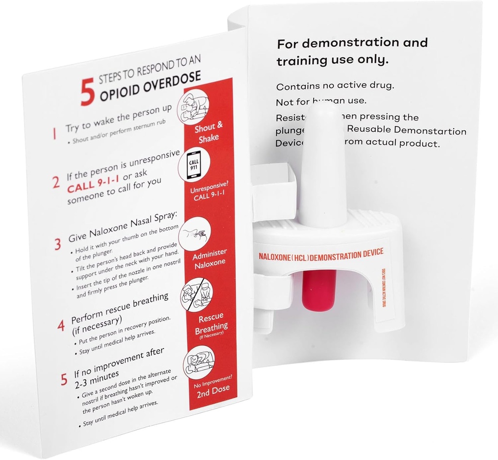 Dispositivo de entrenamiento para Naloxone Nasal Spray Silencioso para el uso en primeros auxilios Formación para sobredosis de opioides Ø Reusable ¦ Incluye dos dispositivos de entrenamiento de radio Nasal Instrucciones (Pack of 2) Silencio Contiene NO Medicación