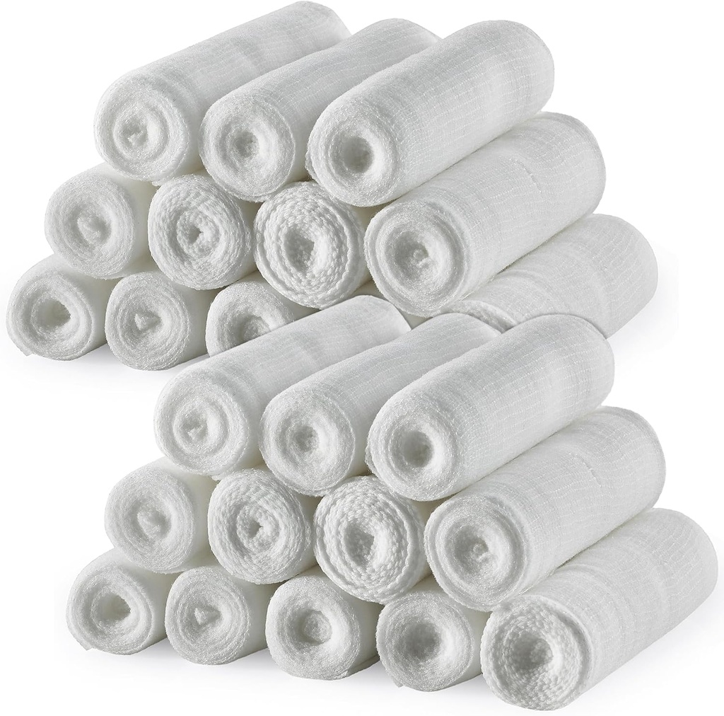 MEDca Gauze Bandage Rolls - 24 Pack, 3-Inch x 4.1 Yards, gaze de grado médico y banda de estiramiento para el vestido de heridas y el primer kit de ayuda