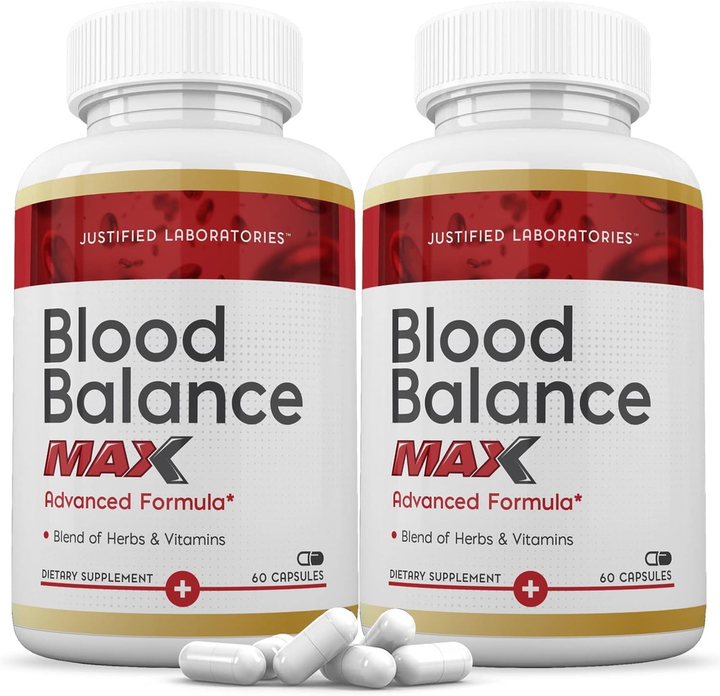 Laboratorios justificados (2 Pack Blood Balance Max 1295MG Fórmula Suplemento Píldoras 120 Cápsulas