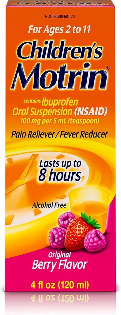Motrin Children's Ibuprofen Oral Suspension Original Berry Flavor - 4 oz, Pack de 3