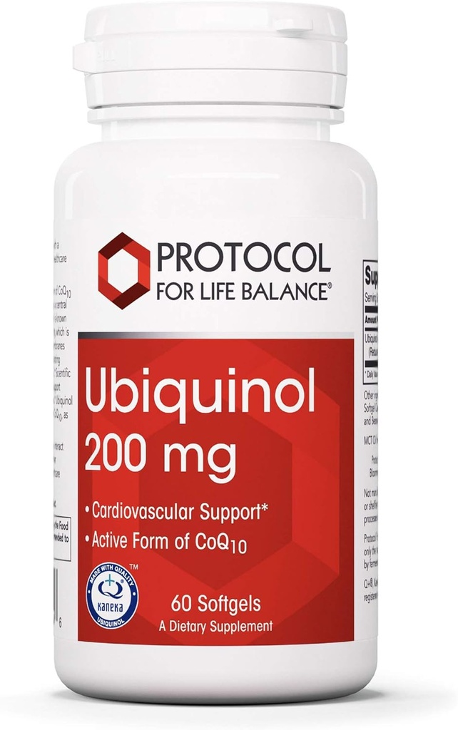 PROTOCOLO PARA LA VIDA BALANCE Ubiquinol 200mg - Bioavailable CoQ10 Softgels - Heart Health Support - Oxidative Stress Quencher - Soy Gratis &amp; Dairy Free - 60 Softgels