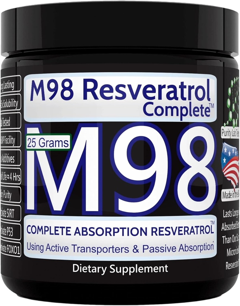 M98 Resveratrol Complete (M98-RC) - Mejor que Super Micronized - Pure Powder - 25 Grams