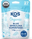KOS USDA Organic Blue Spirulina Powder, Phycocyanin - Vegan Algae Superfood - Natural Food Coloring for Smoothies & Protein Drinks, Plant Based, Non GMO - 27 Servings