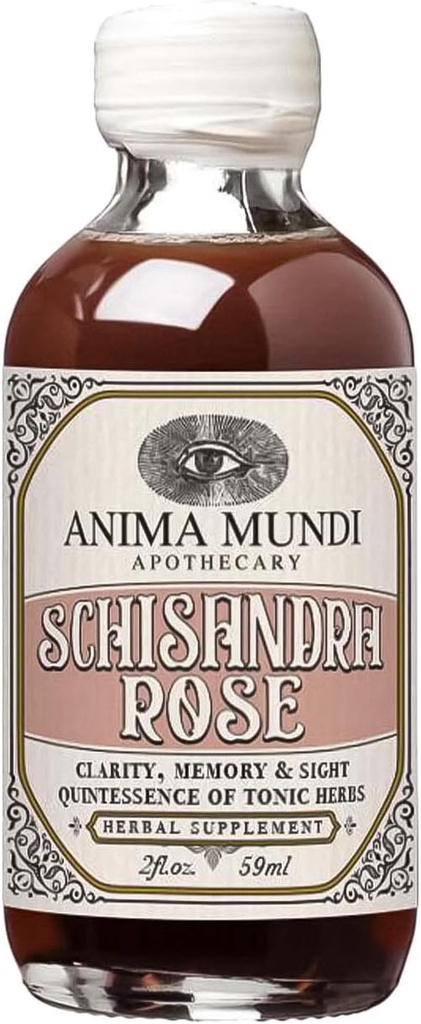 Anima Mundi Apothecary Schisandra Rose Elixir - Liquid Schisandra Berry Adaptogen Suplemento con animales salvajes Rose Petals para el soporte para el hígado y el niño - Anima Mundi Belleza Suplementos (2oz / 59ml)