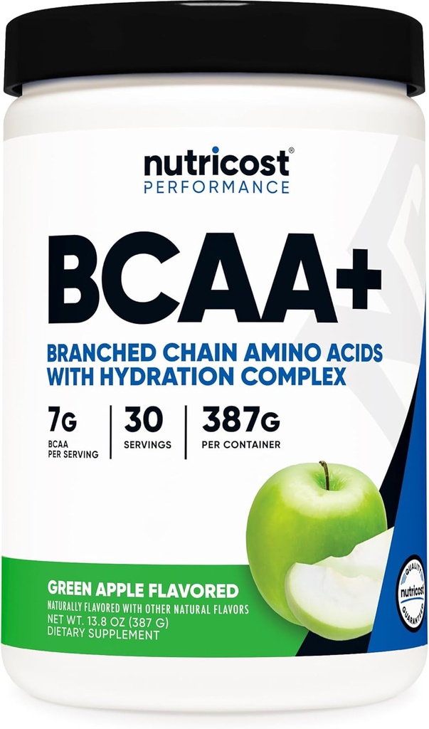 Nutricost BCAA + Hydration Powder (Gran Manzana) 30 Servimientos - Aminoácidos de cadena ramificados con complejo de hidratación - Gluten-Free, Non-GMO