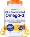 OmegaVia Ultra Concentrado Omega 3 Fish Oil Burpless, 60 Softgels, Triple Strength Omega 3 Fish Oil Supplements, 1135 mg Pure Omega3, No Fishy Burps, High EPA DHA DPA, IFOS 5-Star