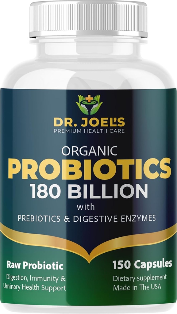 Probióticos orgánicos 180 Billones CFU - 40 Strains Vegan Probióticos + Prebióticos + Enzymes Digestivos - Gut & Immune Health - 100% Pura, Máxima Potency & Shelf Stable - Made in the USA