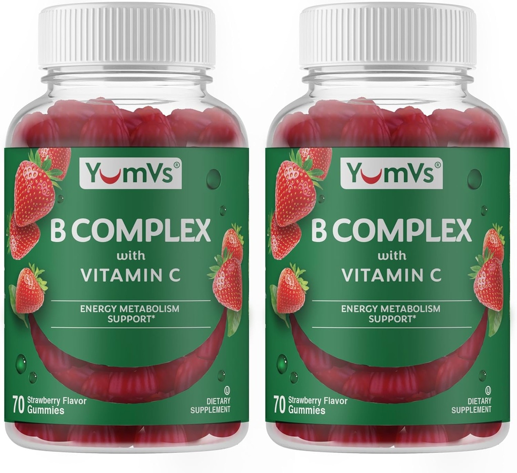 B Complejo Gummies con vitamina C – Gran Tasting 1 a Day Energy & Nervous System Support for Adults – Vegan, Kosher, Non-GMO Vitamin B Complex Gummies with B12, B6, &amp; Folic Acid – 70 Cuenta (2 Pack)