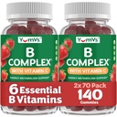 B Complex Gummies with Vitamin C – Great Tasting 1 a Day Energy & Nervous System Support for Adults – Vegan, Kosher, Non-GMO Vitamin B Complex Gummies with B12, B6, & Folic Acid – 70 Count (2 Pack)