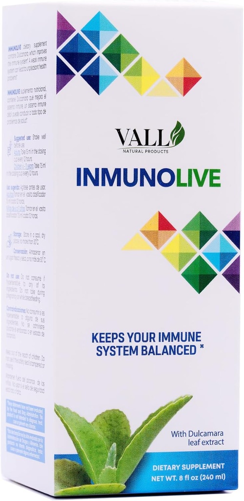 Vall-Inmunolive - Alfalfa y Dulcamara Solución Oral - 8 fl oz (240 ml) Botella - Natural Dulcamara &amp; Alfalfa Extracto antioxidante Soporte - Medida Dosis líquido con 24 meses de vida de la plataforma
