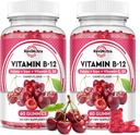 Vitamina B12 Gummies - 5000 mcg Methylcobalamin con hierro, vitamina C, D3 " Folate, Energy Support and Metabolism, Immune, B-12 Complex Chewable Suplemento para Hombres " , 120 Conde, 2 Pack