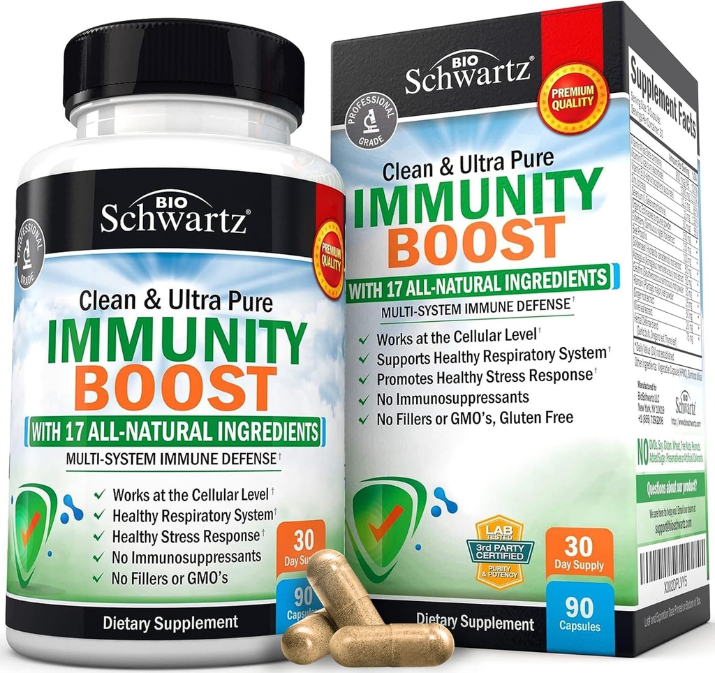 Suplemento Inmunity Boost con Elderberry, Vitamina A, Echinacea & Zinc + Vitamina C 1000mg Capsules con zinc, rosa HIPS " Bioflavonoids