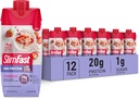 SlimFast Protein Shake, Strawberry- 20g Protein, Meal Replacement Shake Listo para beber, High Protein with Low Carb and Low Sugar, 24 Vitaminas y Minerales, 12 Cuenta (Pack of 1) (Packaging May Vary)