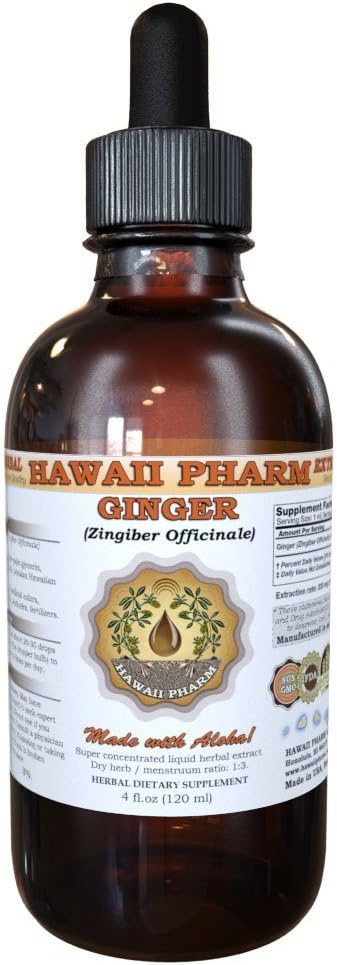 Hawaii Pharm Ginger Liquid Extract, Orgánica Ginger (Zingiber officinale) Tincture Suplemento 2 oz