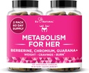 Metabolismo para Ella - Appetite &amp; Metabolismo Apoyo para Mujeres - Curb Cravings, Reducir la ingesta calórica " Promover sentimientos de plenitud - Berberina, Chromium Picolinate " Guarana - 120 Veg Capsules