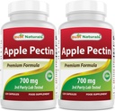 Mejores Naturales Apple Pectin 700 mg - Fibra dietética - Soporte intestinal - 120 cápsulas (120 Cuenta (Pack de 2))