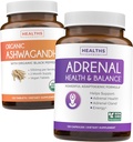 Ashwagandha & Adrenal (2-Month Supply) Adrenal Balance Pack - Organic Ashwagandha Natural Adrenal " Cortisol Support (120 Caps) " Adrenal System " Cortisol Manager L-Tyrosine Fatigue Support (120 Cap)