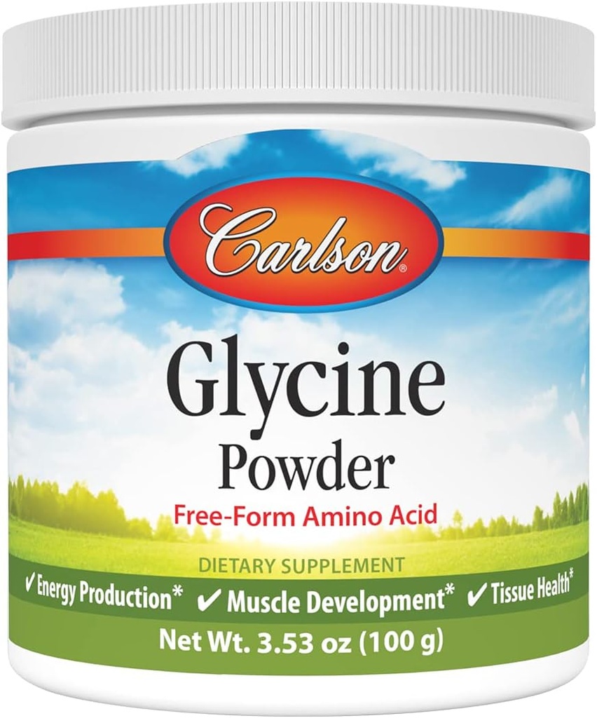 Carlson Glycine Powder 2000 mg, Amino Acid Supplement for Energy and Muscle Support, 3.53 oz (100 g)