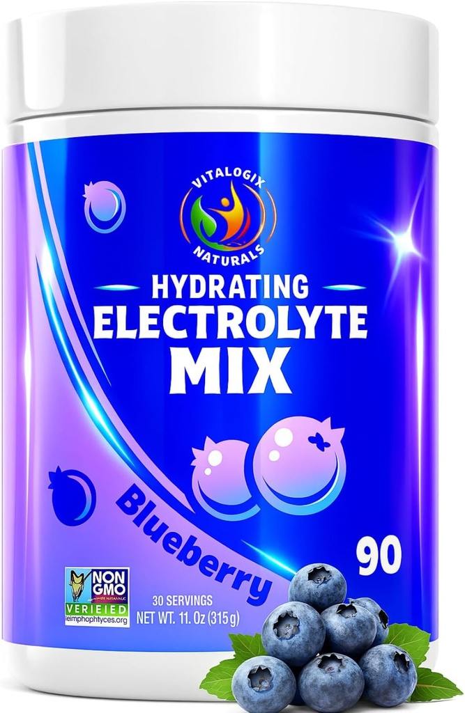 Blueberry Hydration Powder – Zero Sugar Electrolyte Drink Mix ← 90 Servings  Keto, Vegan, Gluten-Free ← Electrolytes naturales para la recuperación de músculos, energía, Cramp Relief  durable for Women, Runners
