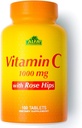 ALFA VITAMINS Vitamina C con Rosa HIPS con 1000 mg Vitamina C por Serving - Antioxidante &amp; Immune Soporte + Soportes Esquí sano &amp; Juntas - No GMO, Vegan, Gluten Free, Dairy Free - 100 Cuadros