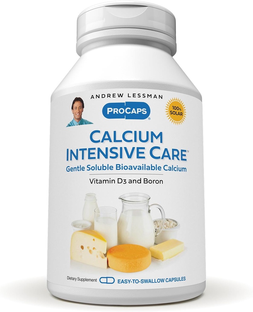 ANDREW LESSMAN Calcium Intensive Care - 60 Capsules - Maintains Healthy Bone and Skeletal Tissues. Vitamina D, Boron. Polvo ultrafina, altamente absorbible en cápsulas fáciles de cambiar. Sin aditivos.
