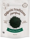 Organic Traditions Organic Spirulina Powder Vegan Non-GMO Superfood, 5.3oz (150g) Bag, 50 Servings per Bag