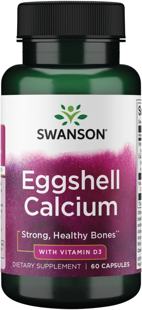 Swanson Eggshell Calcio con vitamina D-3 60 cápsulas