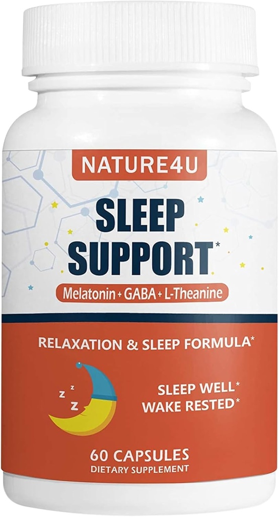 3 in 1 Sleep Aids for Adults Extra Strength, Extend Release Melatonin 5 mg, L Theanine 250 mg, GABA 250 mg, Relax and Sleep Supplement, 60 cápsulas