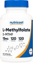 Nutricost L-Methylfolate 15mg, 120 Capsules (5-MTHF) - Vegan, Non-GMO, Gluten Free