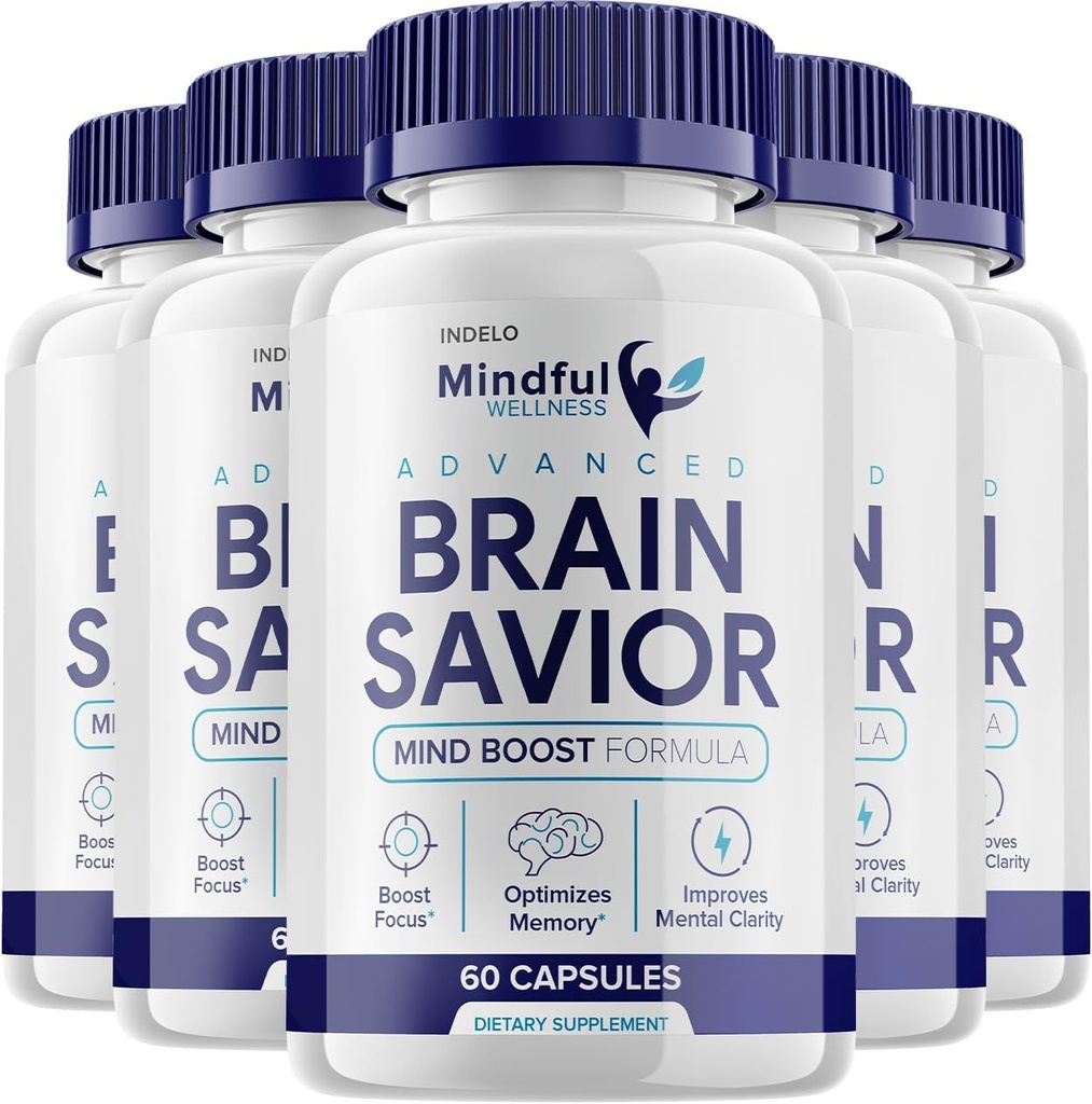 (5 Pack) Mindful Wellness Advanced Brain Salvador Capsules Pills, Brain Salvador Mind Boost Suplemento para la Cognición y el Enfoque, Reseñas del cerebro, Mindful Wellness Brain Pill Suplemento (300 cápsulas)