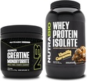 NutraBio Monohidrato de Creatina, Desflavorado, 150g y Whey Protein Isolate, Vanilla Caramel, Suplemento Bundle - Muscle Energy, Lean Muscle Growth, Recovery, and Strength