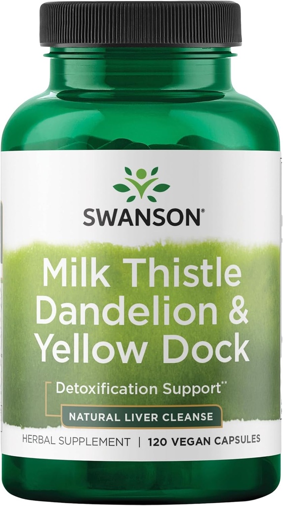 Swanson Milk Thistle, Dandelion & Yellow Dock - Herbal Liver Support Supplement - Natural Supplement Helping to Maintain Overall Health & Wellbeing - (120 Capsules) (1 Pack)