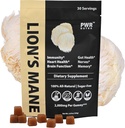 Gummies Mane Mushroom de León REAL - Corazón, Inmunidad, Inflamación, Cerebro, Vegan, Libre de Azúcar, GF, 30 Servimientos TRUE, 3.7oz