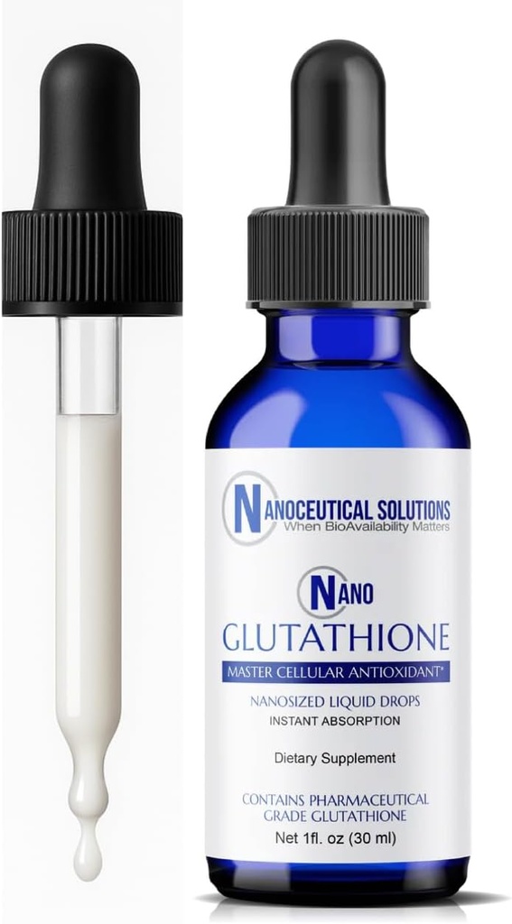 Nano Glutathione Drops by Nanoceutical Solutions, Pharmaceutical Grade Liquid Supplement, Ultra-Efficient Absorption, Up to 8 Times Higher Than Glutathione Capsules ← 30 Servings