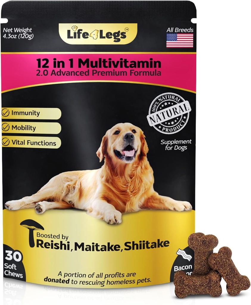 Soft Chews Dog Vitaminas & Suplementos - Dog Multivitamin - Hemp Oil Glucosamine Chondroitin Hip and Joint Support Health, Skin & Coat, Digestion & Immune Booster, Heart, Probiotics