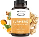 Remedios todo natural de Thomas Curcumina y jengibre de Turmérica con Pepper Negro, Turmérico orgánico Soporte Conjunto Suplemento- 95% Curcumina - NO rellenos, Vegan - 120ct