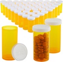 50-Pack Pill Botellas Empty with Caps - 13 Pill Dram Plastic Medicine Bottles - Plástico Vials - Containers for Prescription Medication, Vitaminas &amp; Suplementos - Orange