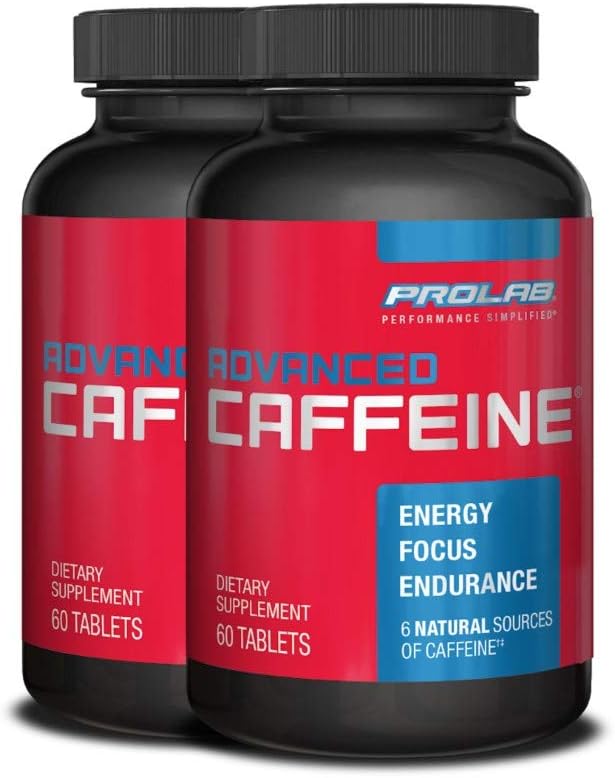 ProLab Nutrition Advanced Caffeine 200mg, Fast-Acting Natural Caffeine Tablets with Green Tea Extract, Clean Energy, Mental Focus (60 Count (Pack of 2))