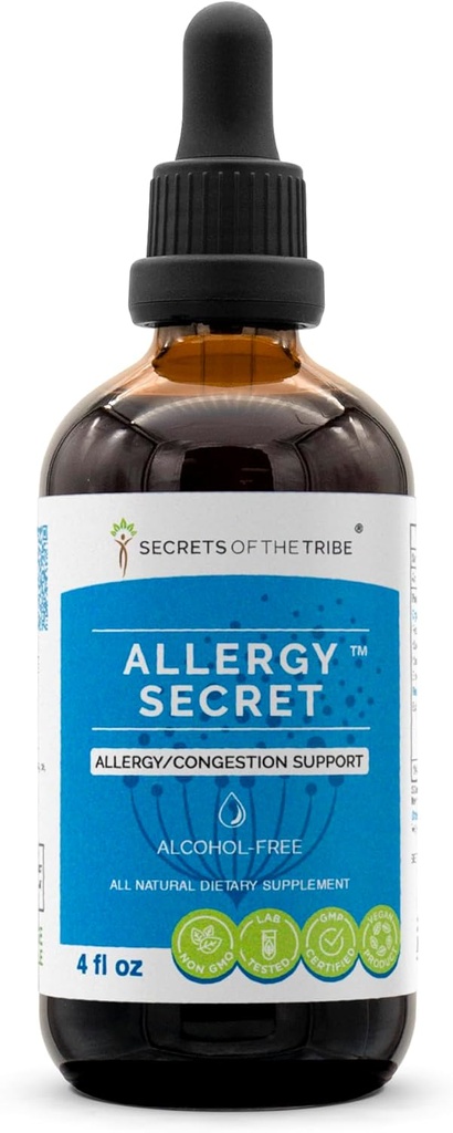 Allergy Secret Alcohol-Free Extract, Tincture, Glycerite Rosemary, Mullein Leaf, Marshmallow, Stinginging Nettle, Eyebright. Apoyo a la alergia/congestión (4 FL OZ)