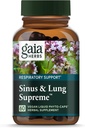 Gaia Herbs Sinus " Lung Supreme - Lung Support Supplement for Respiratory Health - Sinus Support -Vegan, Gluten-Free " Dairy Free - Plant-Based Formula - 60 cápsulas